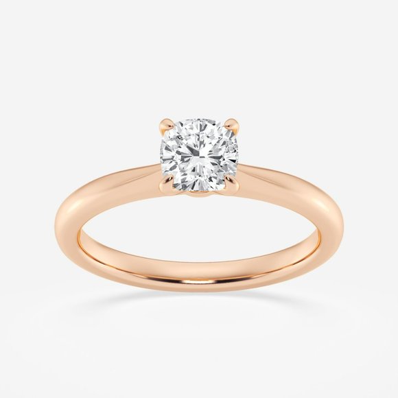 3/4 ctw Cushion Lab Grown Diamond Petite Solitaire Engagement Ring - Picture 3 of 6